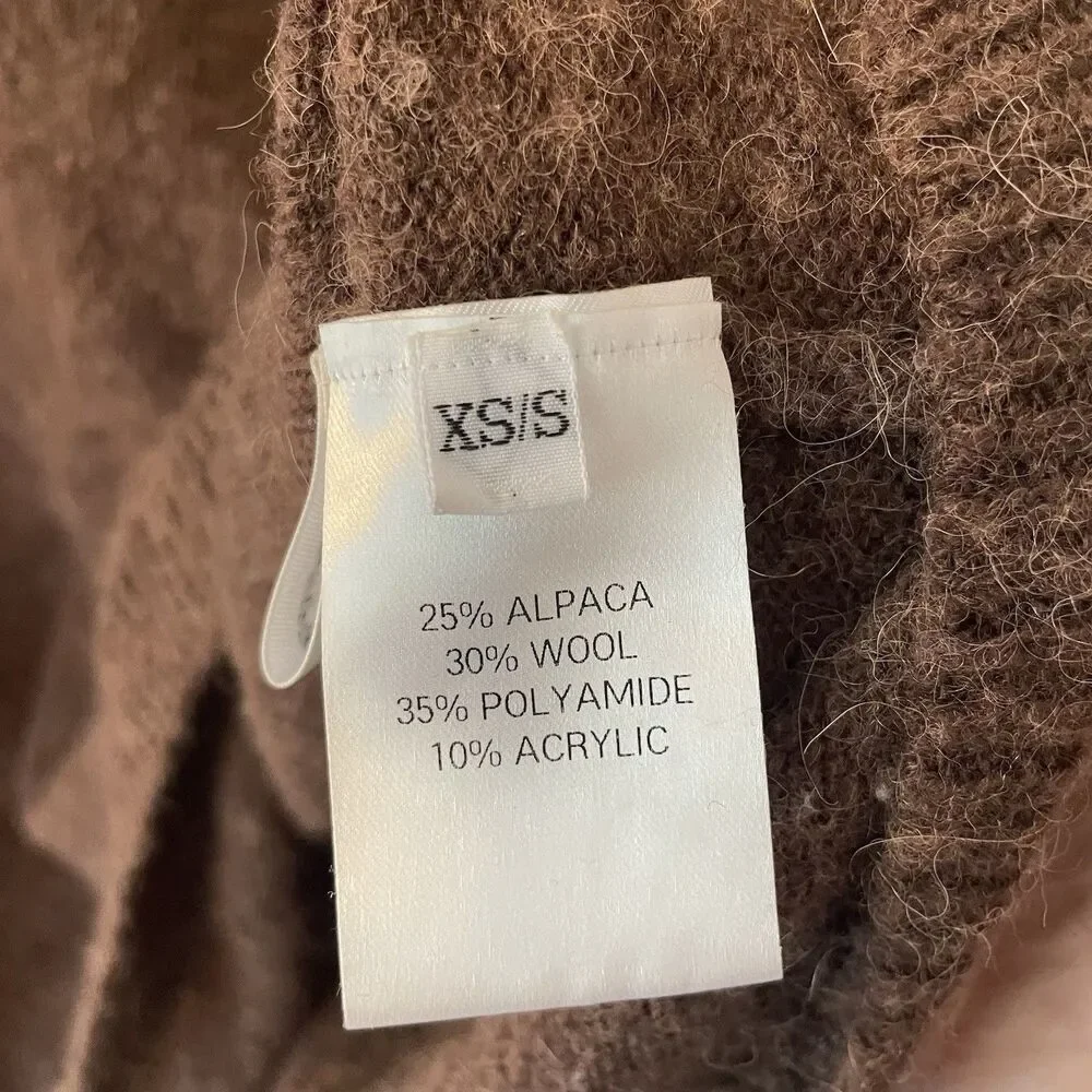 The Frankie Shop Oversized Brown V Neck Sweater Alpaca Wool Blend XS/S